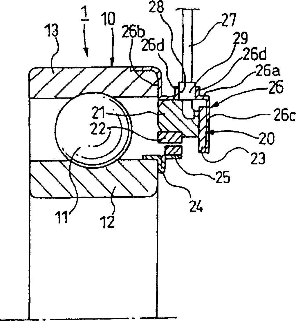 Bearing device with sensor and rolling bearing with sensor