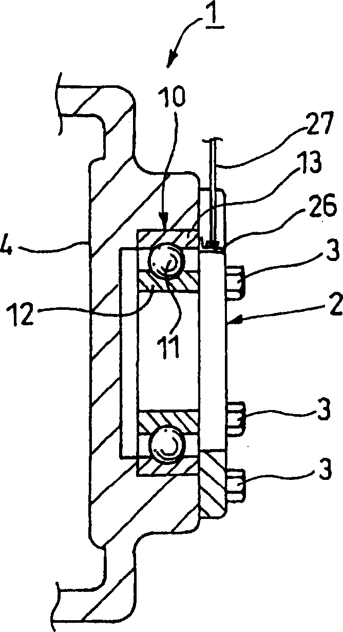 Bearing device with sensor and rolling bearing with sensor