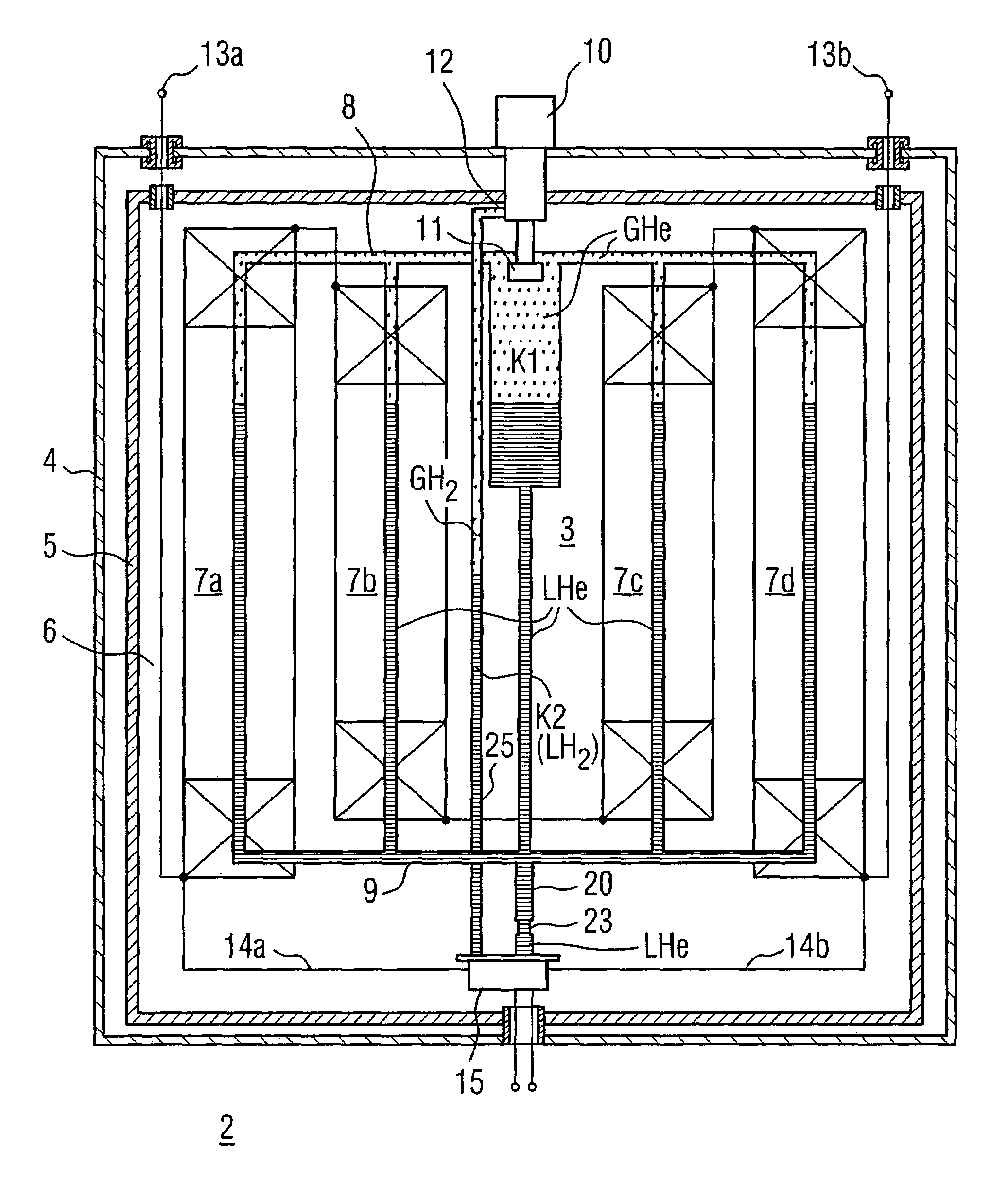 Superconducting device having a cryogenic system and a superconducting switch