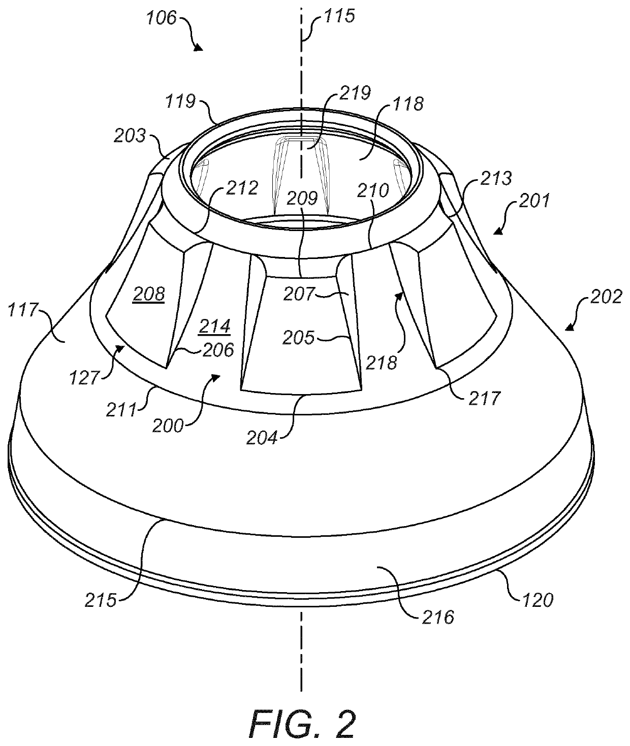 Crushing shell with profiled crushing surface