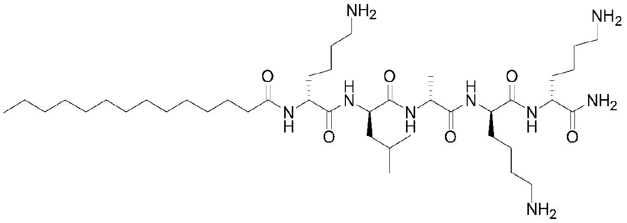 Myristoyl pentapeptide-17 with obvious promotion of eyelash growth and solid phase synthesis method thereof