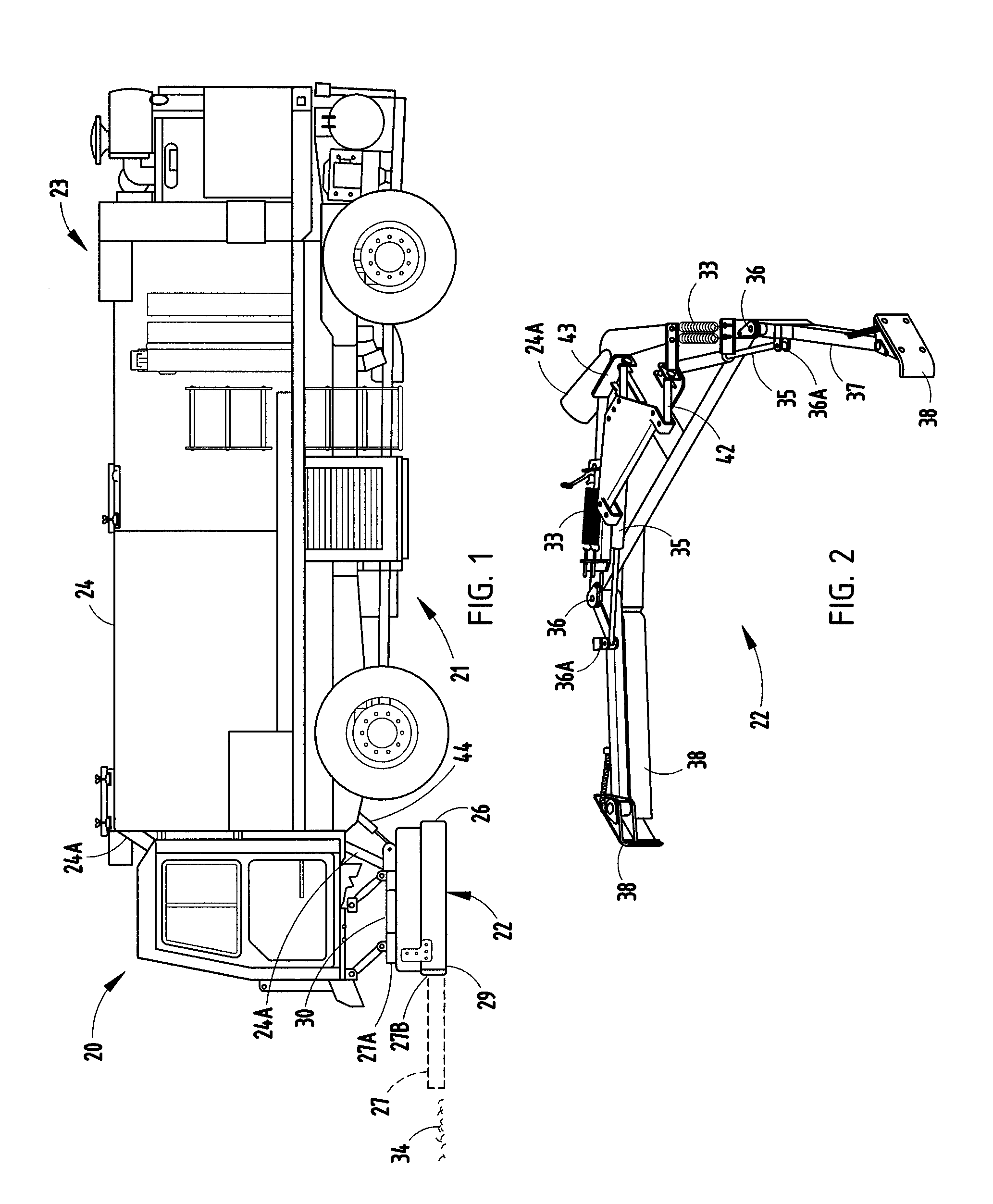 Vacuum truck with collapsible scraper and pivot relief