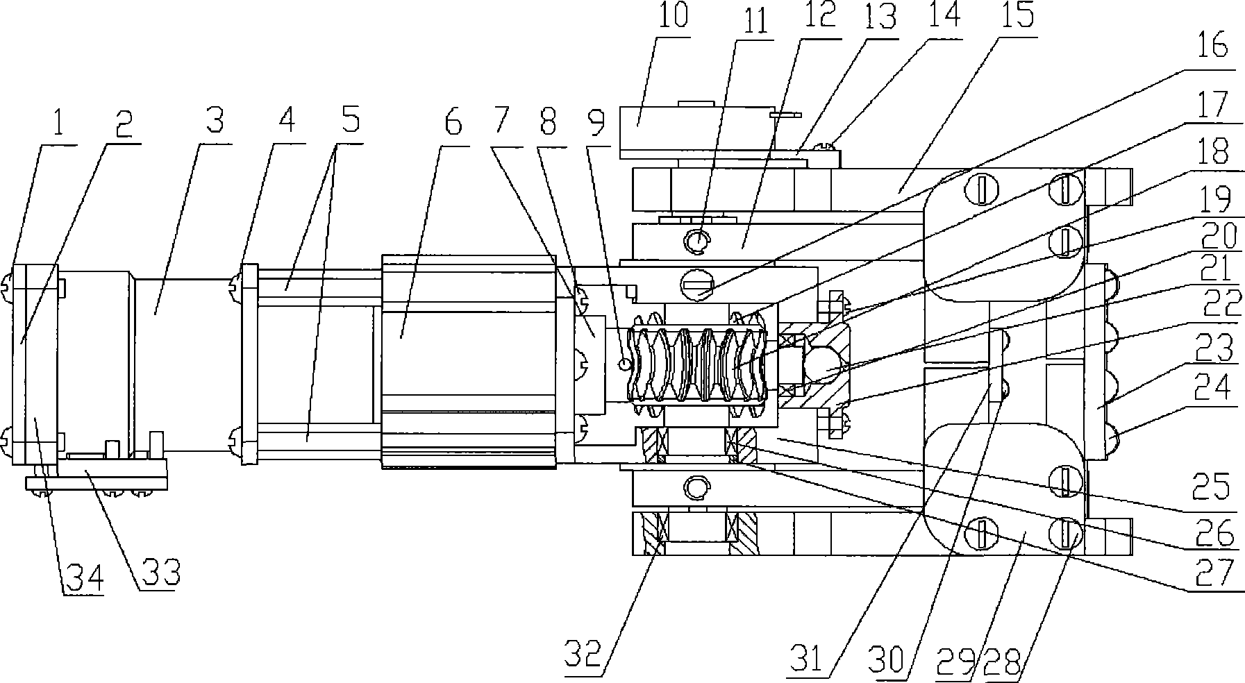 Multi-foot robot pressure-spring limitation type elastic driving joint module