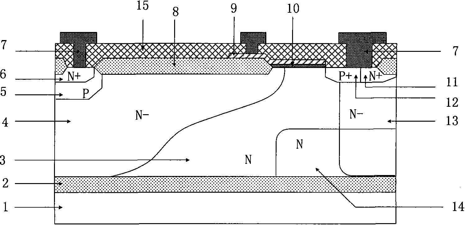 P type lateral insulated gate bipolar device for reducing hot carrier effect