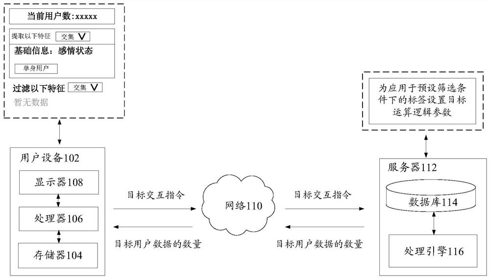 User data display method and device, storage medium and electronic equipment