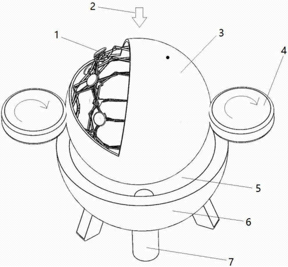 Inner and outer spherical surface polishing method and device of hollow sphere