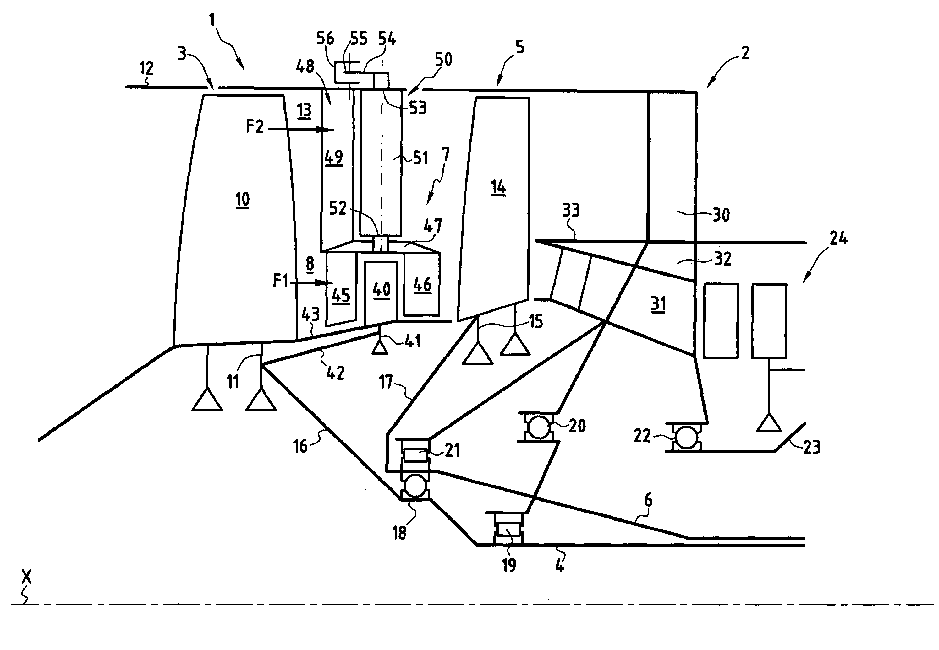 Three-spool by-pass turbojet with a high by-pass ratio