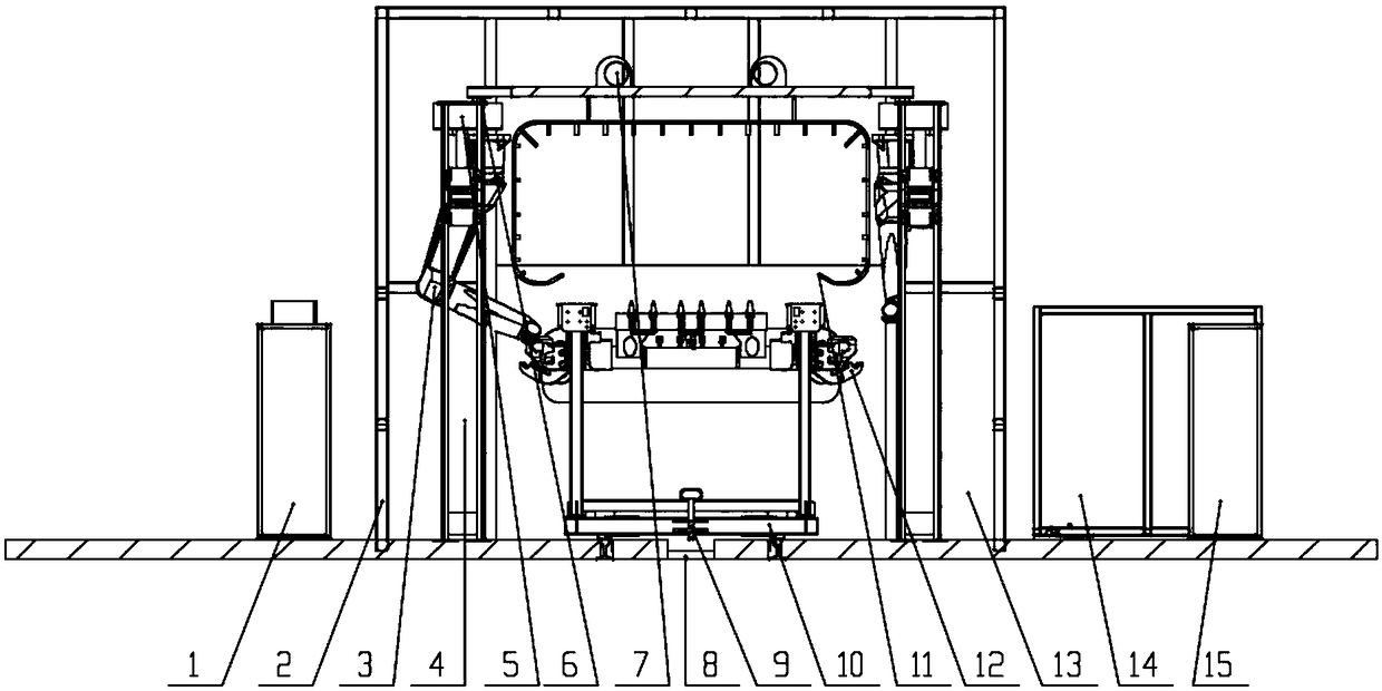 Cleaning and depainting system and inspection device for rail vehicle bogies