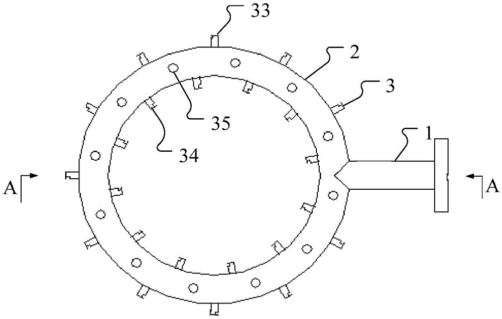 Whirl cold hydrogen pipe of hydrogenation reactor