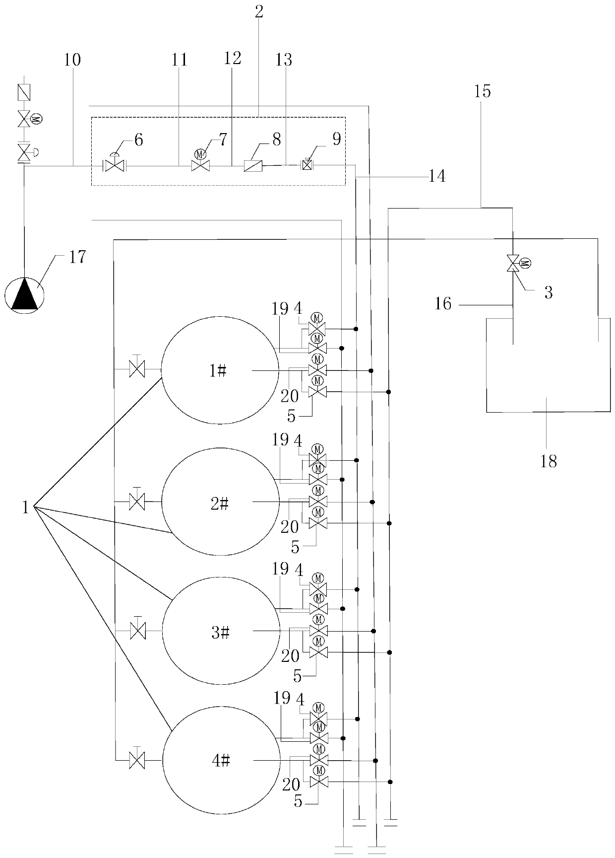 High-speed filter backwashing energy-saving device and use method thereof