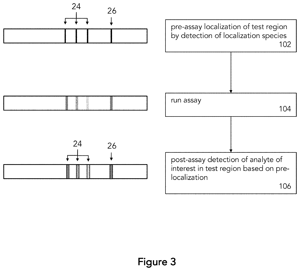 Assay membrane test region localization