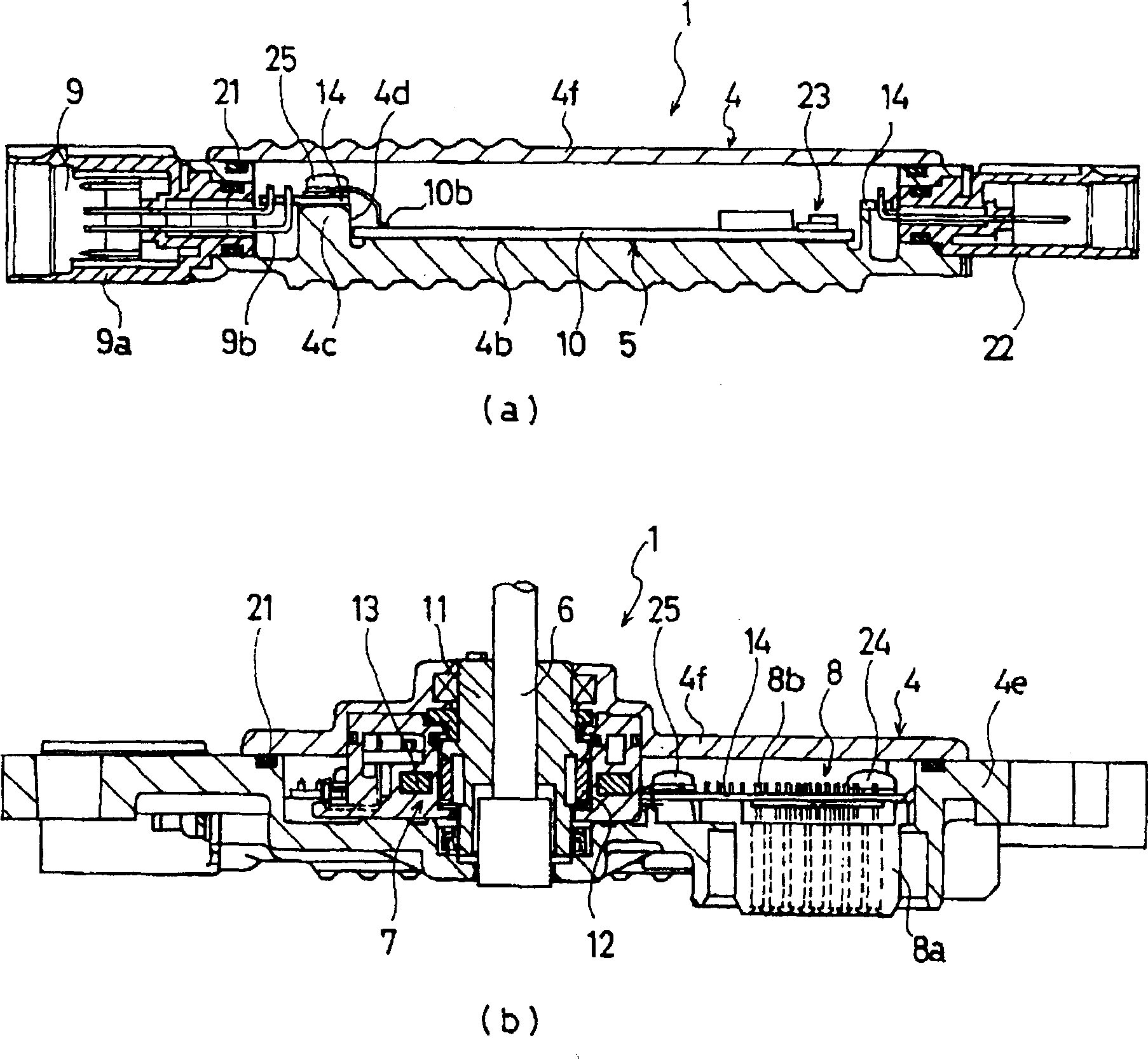 Control device with shift position detector, and power train with the control device