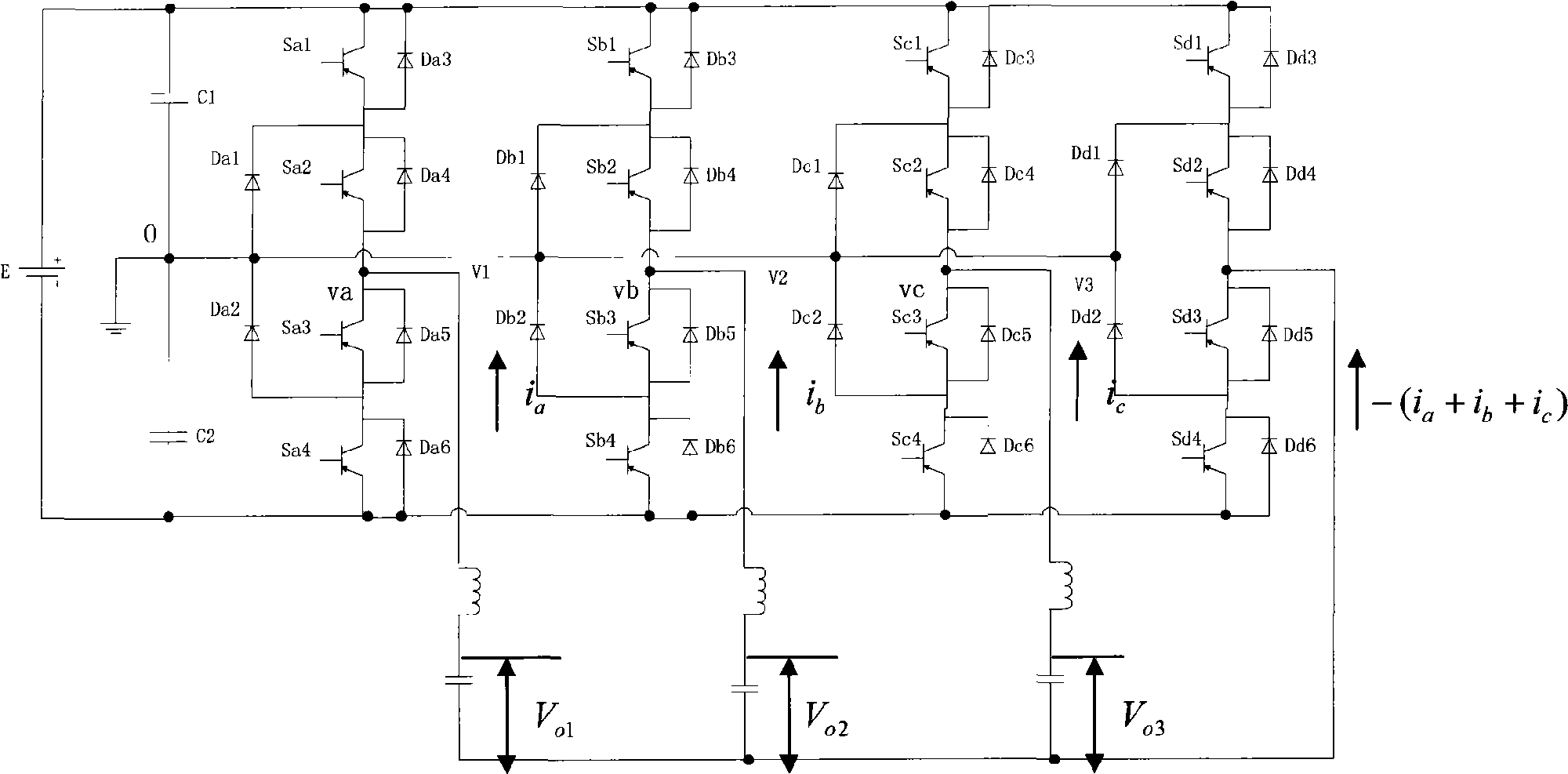 Method for restraining mid-point potential excursion of three-phase four-bridge arm tri-level inverter