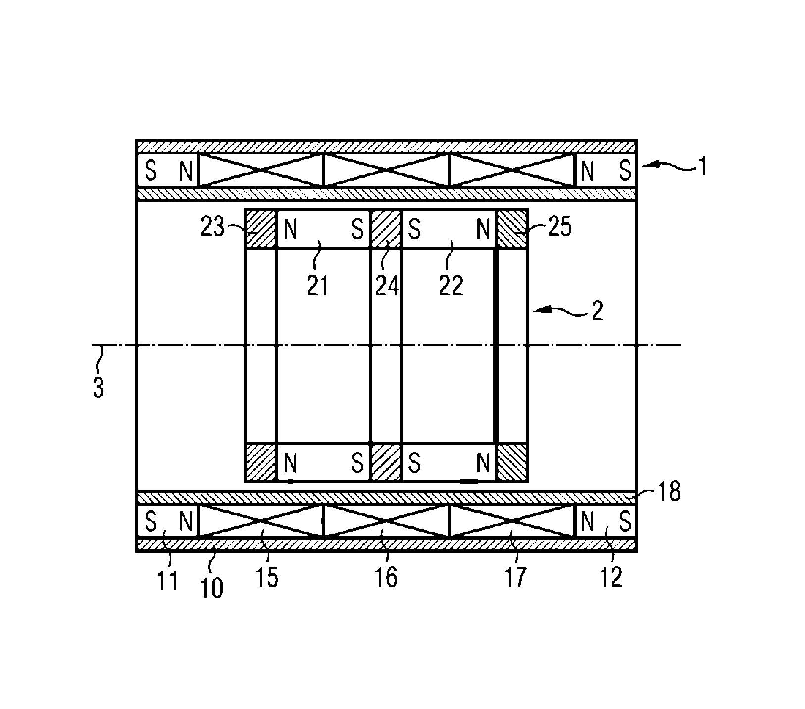 Linear motor with permanent-magnetic self-holding