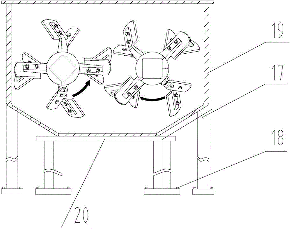 Double-horizontal-shaft continuous stirrer with oppositely arranged inner and outer stirring units