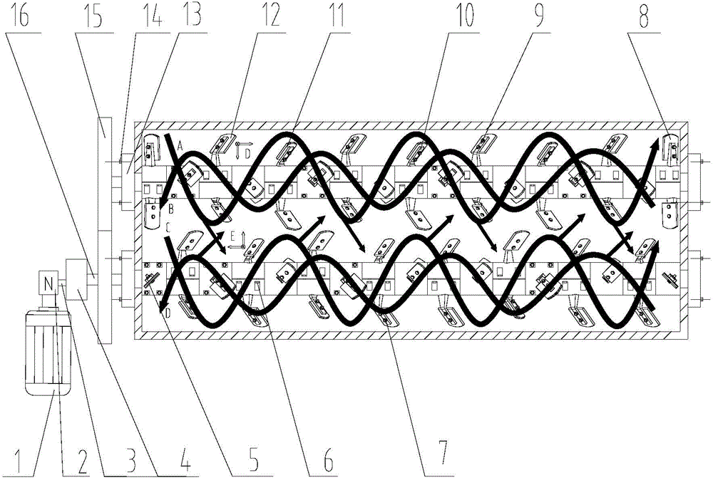 Double-horizontal-shaft continuous stirrer with oppositely arranged inner and outer stirring units