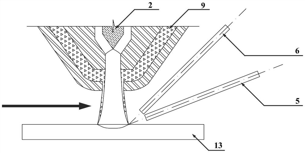 Wire powder composite plasma arc additive manufacturing device and using method