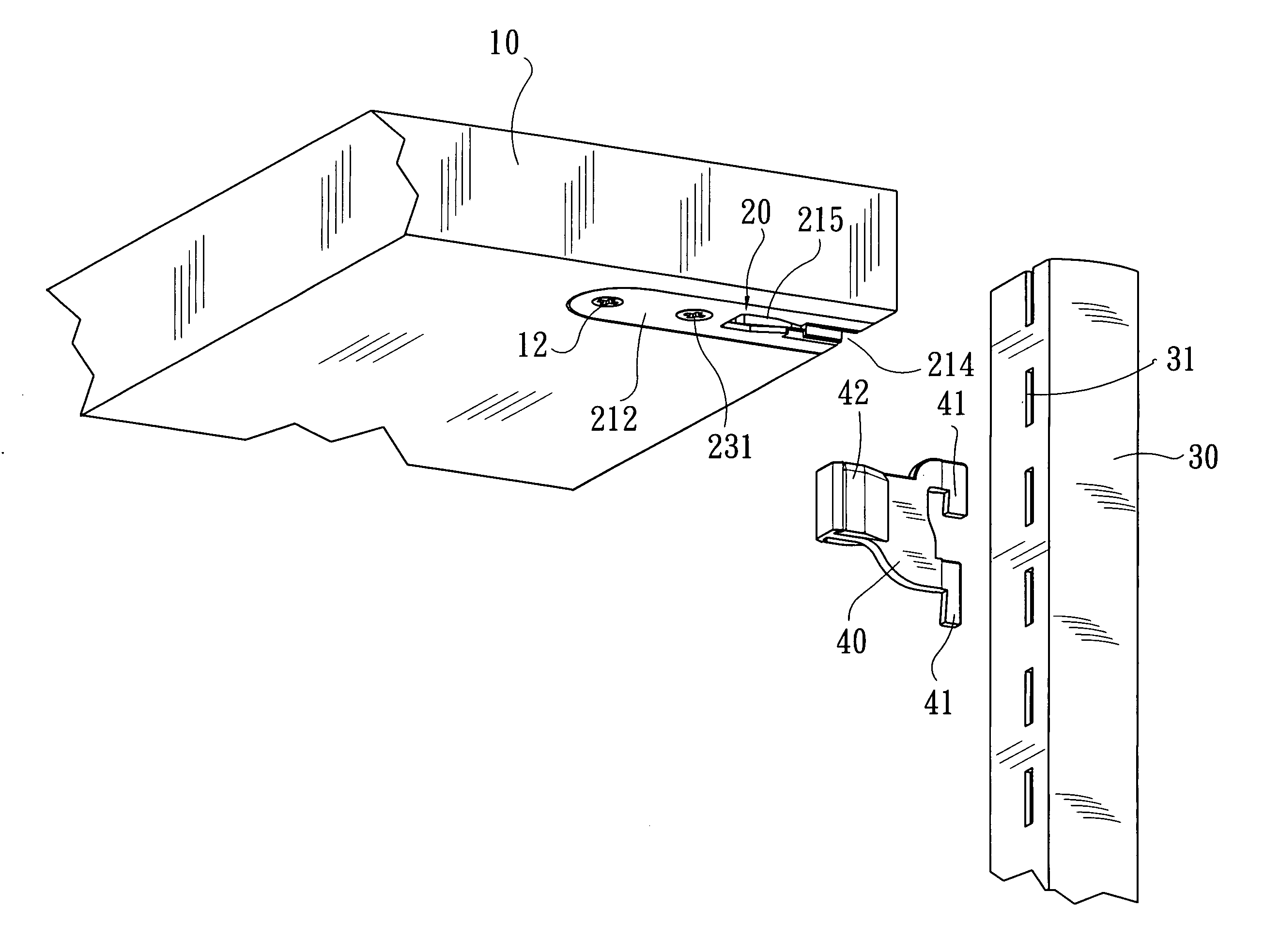 Coupling mechanism for connecting board-type shelf to vertical post of a sectional rack