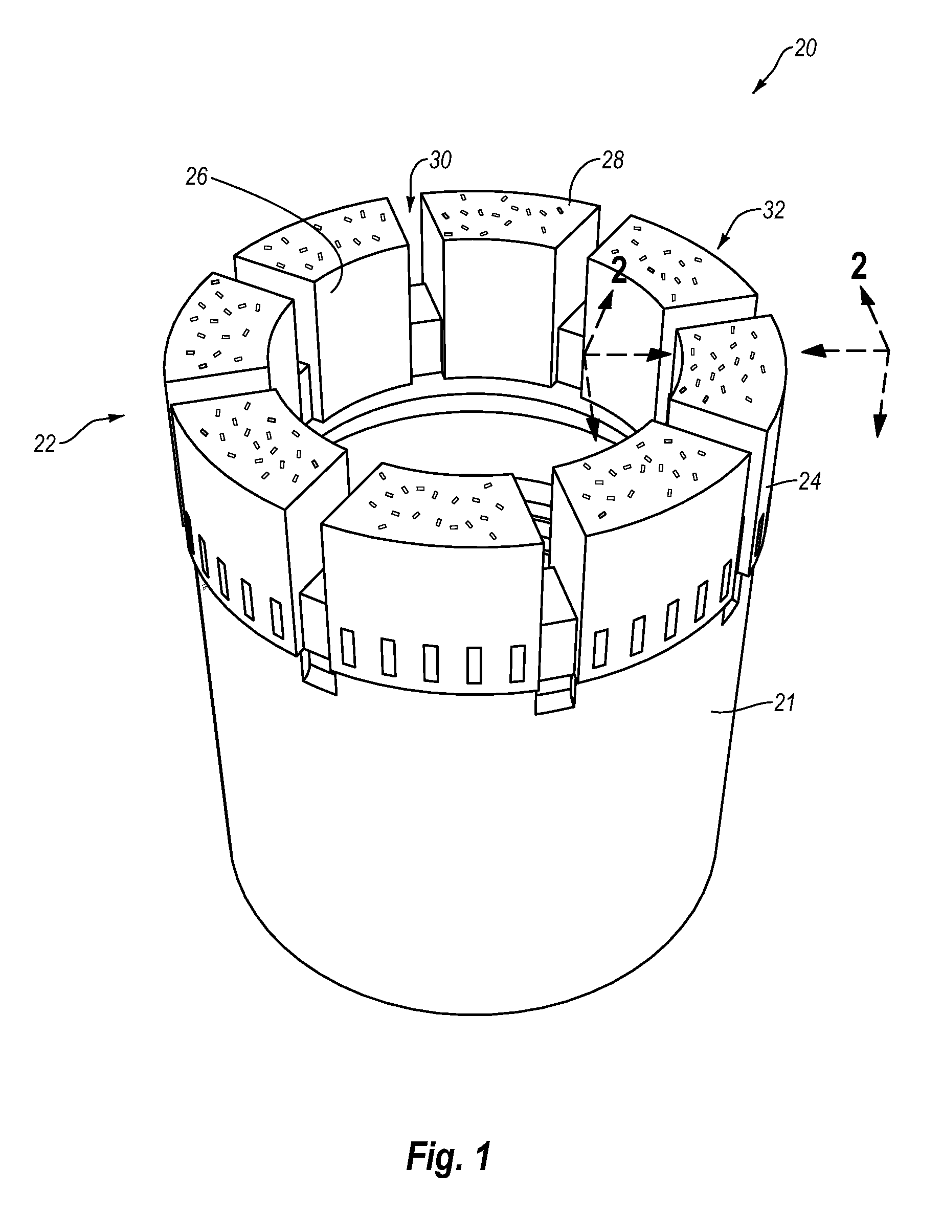 Impregnated drilling tools including elongated structures