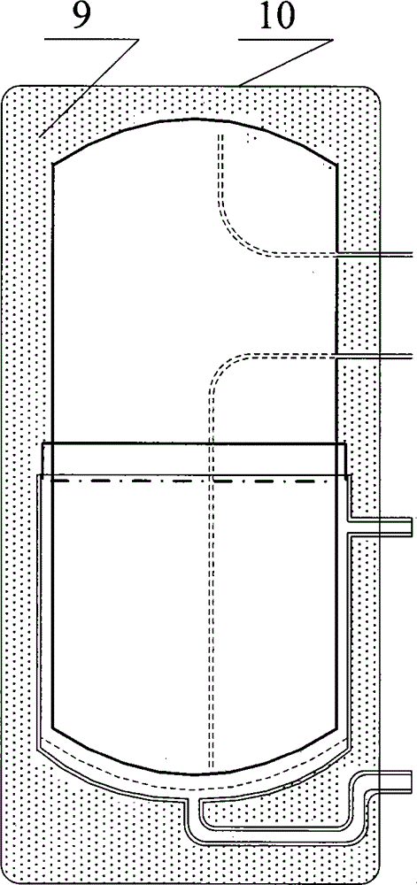 Enamel inner container water tank with condenser