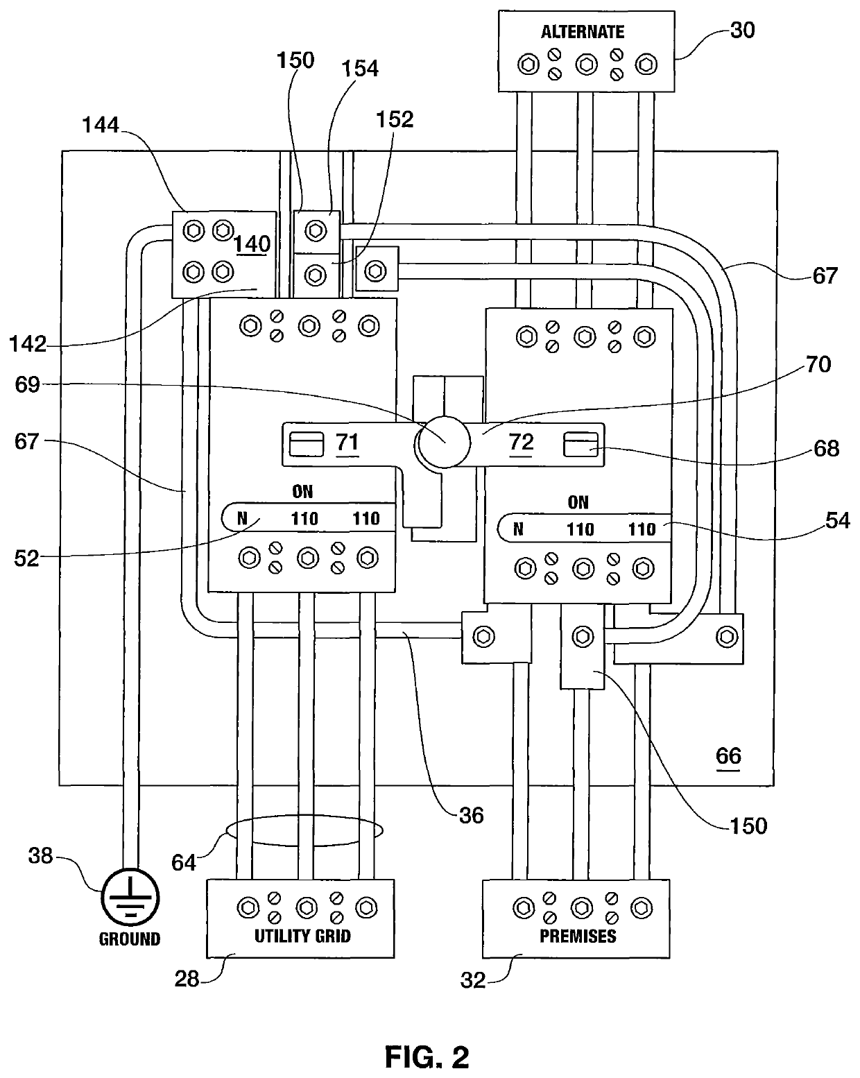 Meter hub safety isolation service entrance disconnect switch