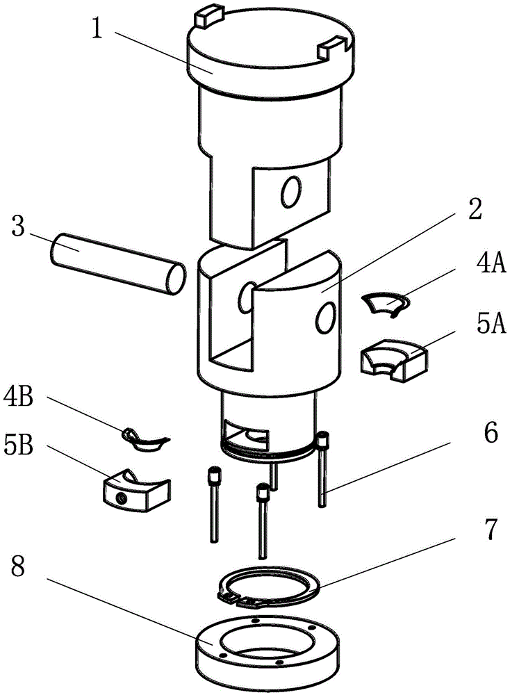 Rapid-assembling and dissembling split clamp used for fatigue test