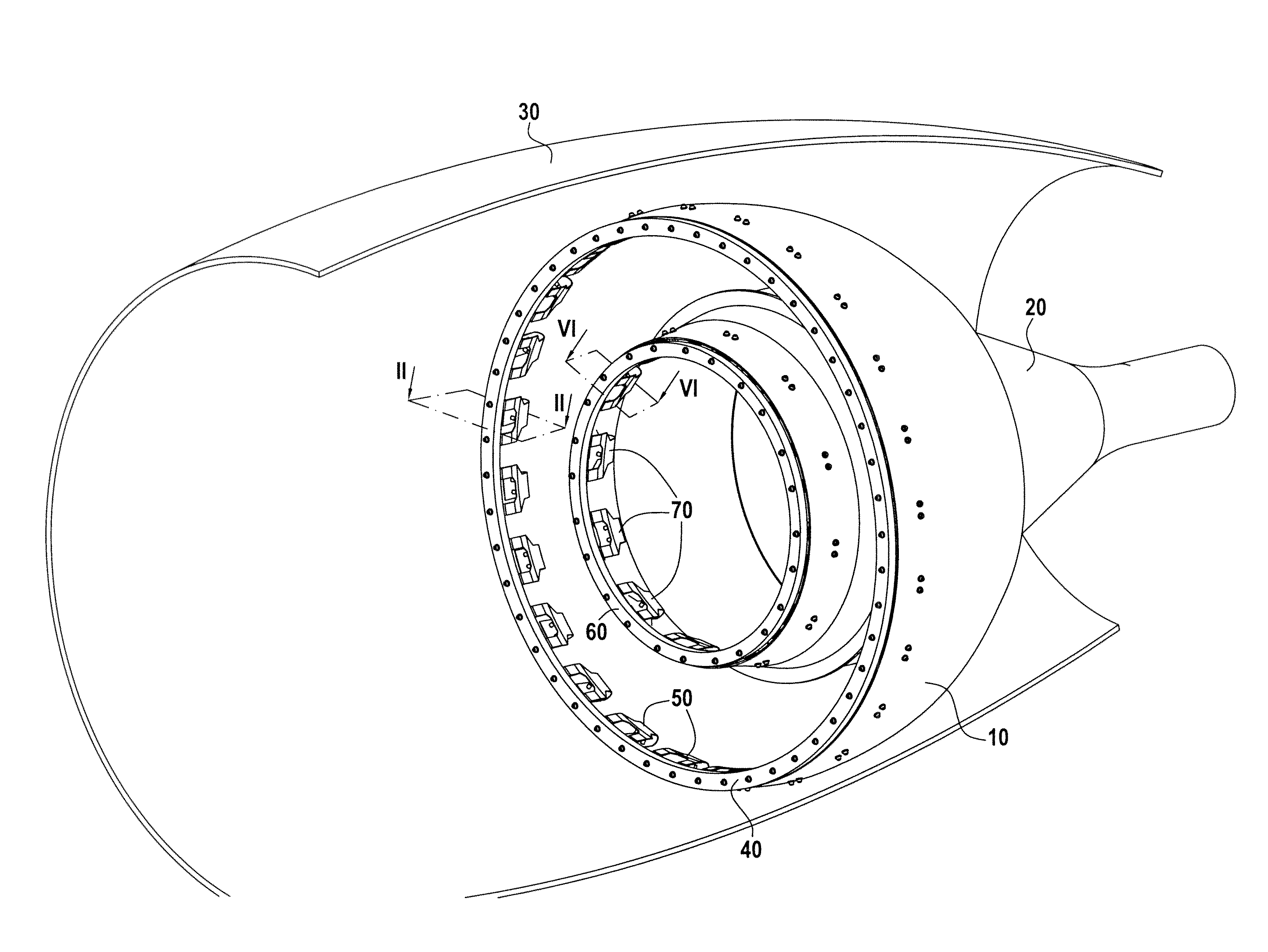 Flexible abutment links for attaching a part made of cmc