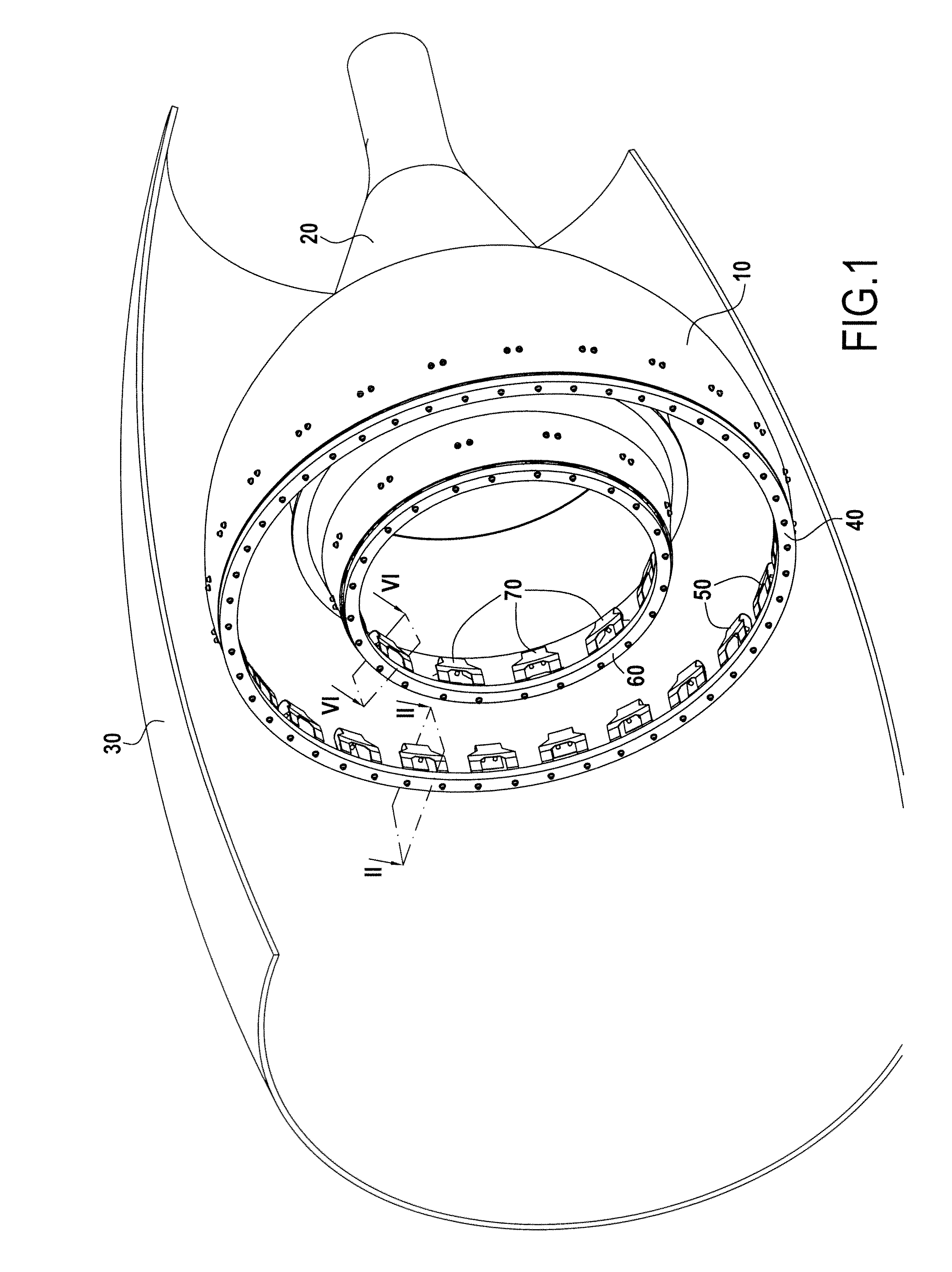 Flexible abutment links for attaching a part made of cmc