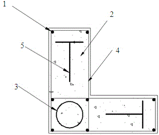 Steel skeleton-steel pipe fiber concrete L-shaped section composite column