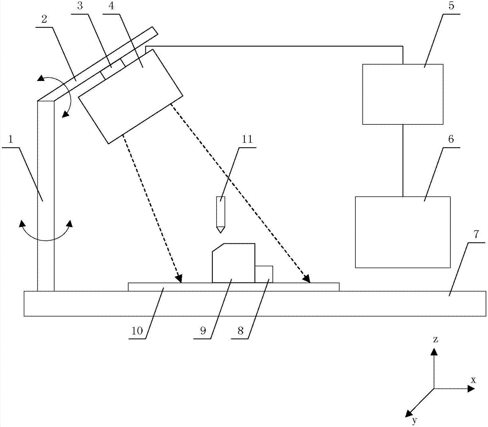 Single-measuring-head scanning and repair device and method for damaged parts