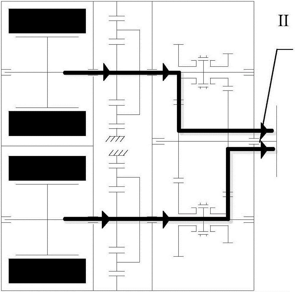 Double-motor compact transmission without power failure