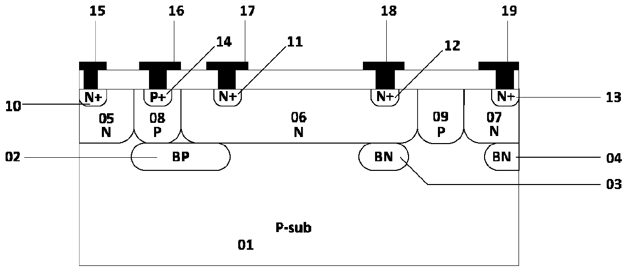 Bootstrap structure and bootstrap circuit integrated on high and low voltage isolation structure