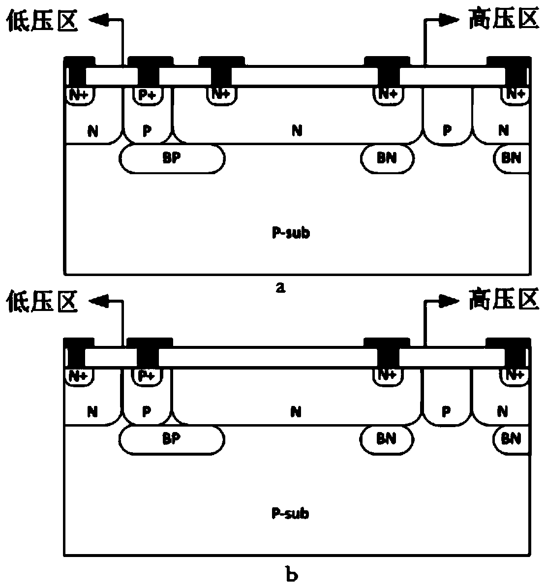 Bootstrap structure and bootstrap circuit integrated on high and low voltage isolation structure