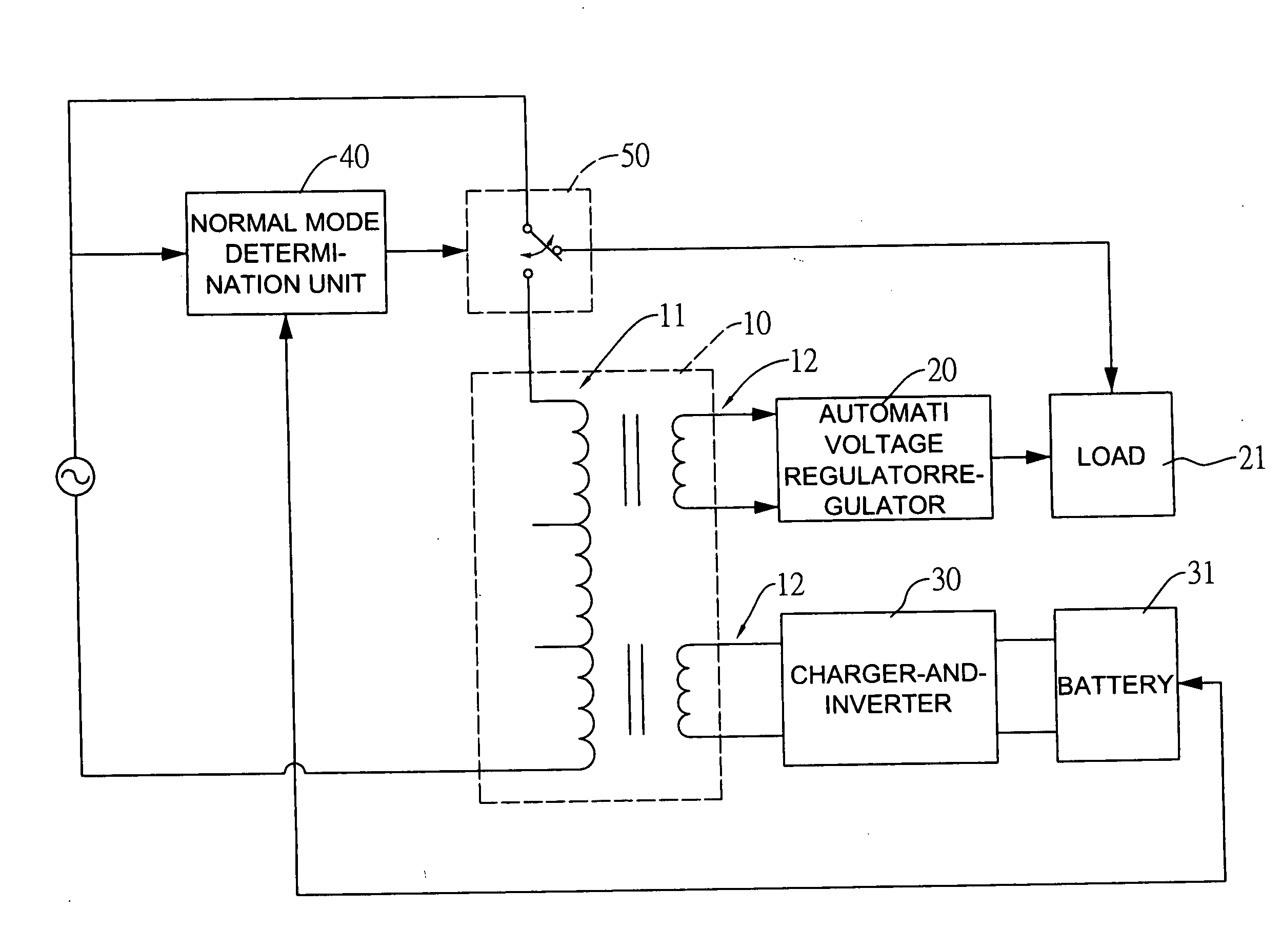 Power saving uninterruptible power supply