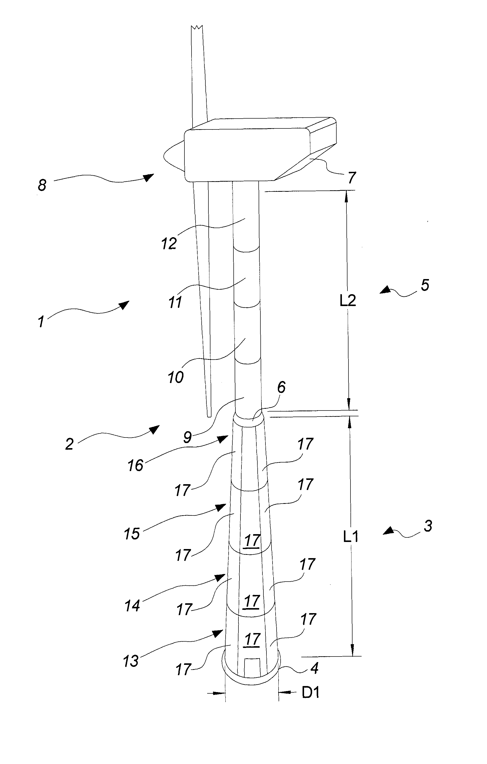 Wind turbine comprising a tower part of an ultra-high performance fiber reinforced composite