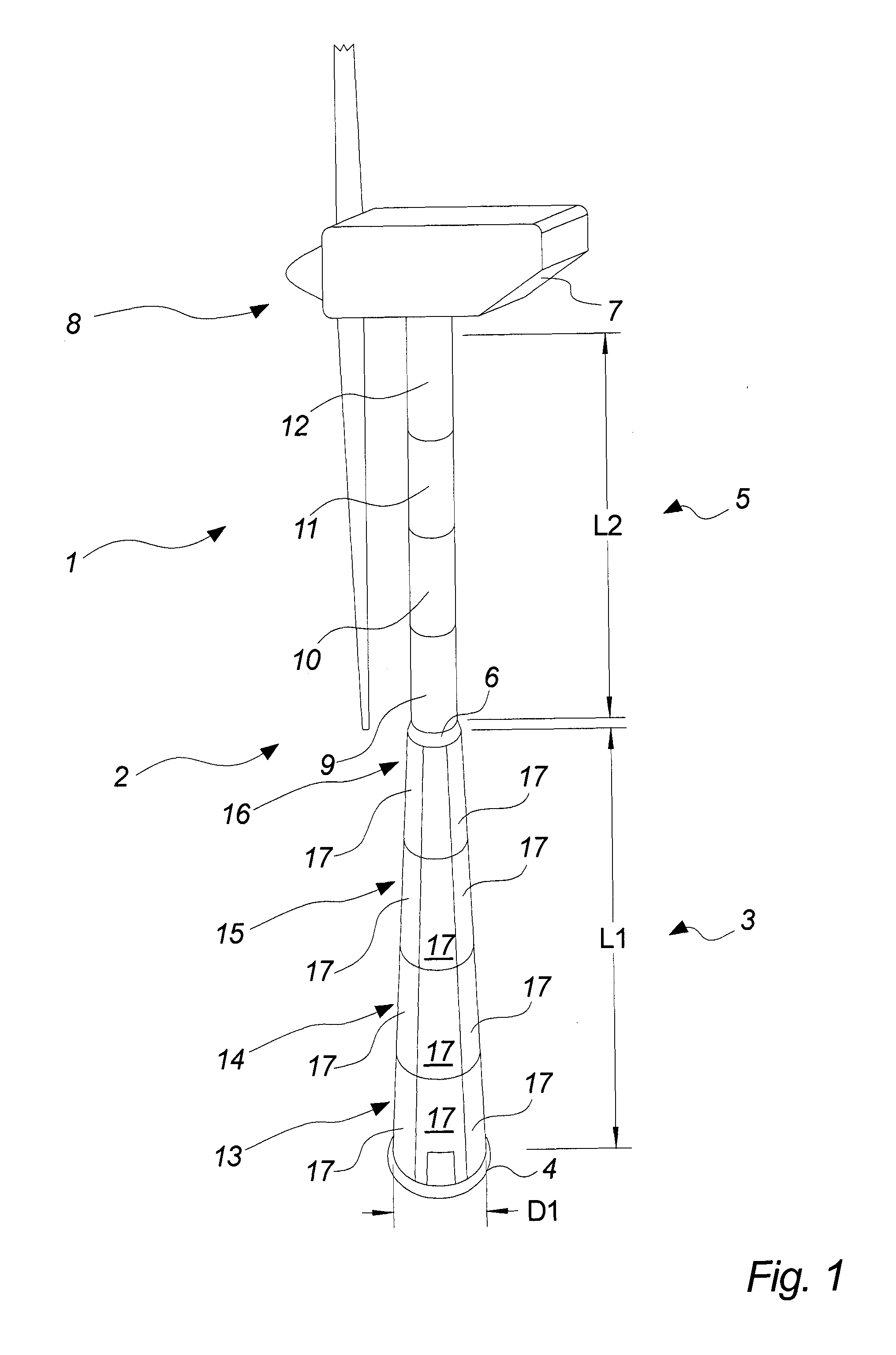 Wind turbine comprising a tower part of an ultra-high performance fiber reinforced composite