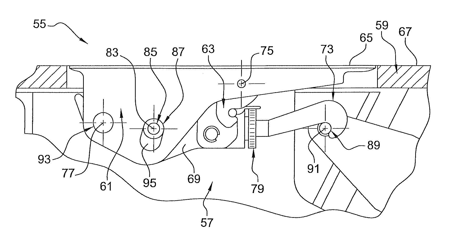 Hook latch fitted with a positioning device and a method for assembling such a latch