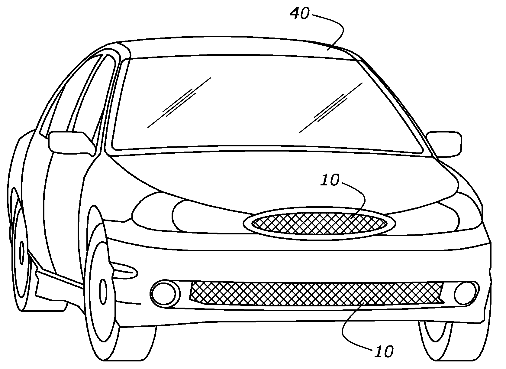 Non-Opaque Radiator Grilles for Automotive Vehicles