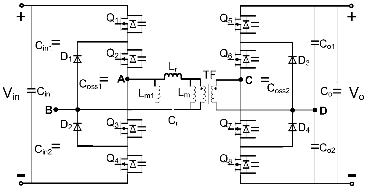 Improved bidirectional half-bridge three-level LLC direct-current converter and synchronous control method thereof