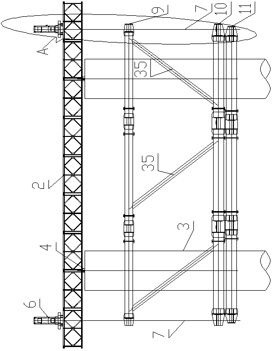 Construction method for integrally and downward putting cofferdam ring beams by means of continuous jack method