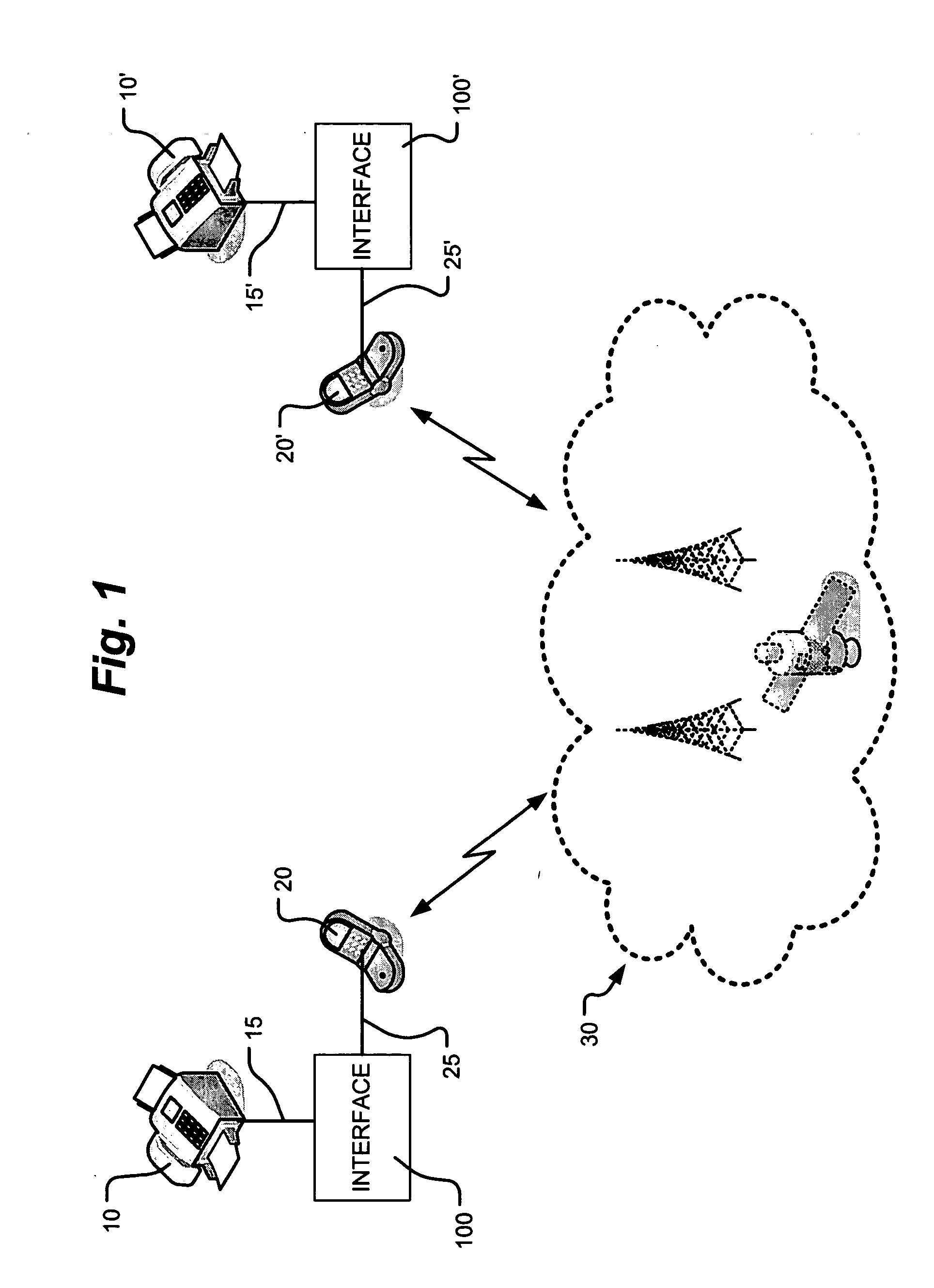 Interface for facilitating facsimile transmissions via wireless communications networks