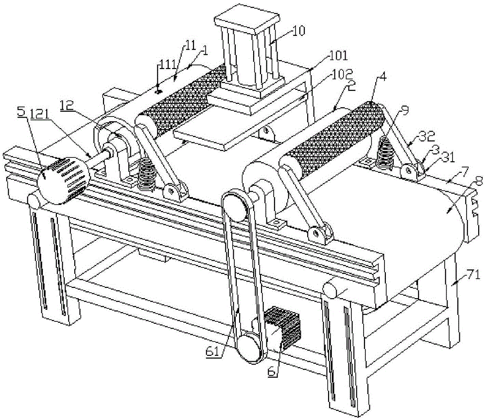 Flatting machine with rolling brushes