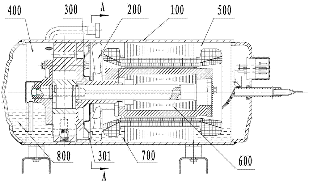 Horizontal type compressor and refrigerating device