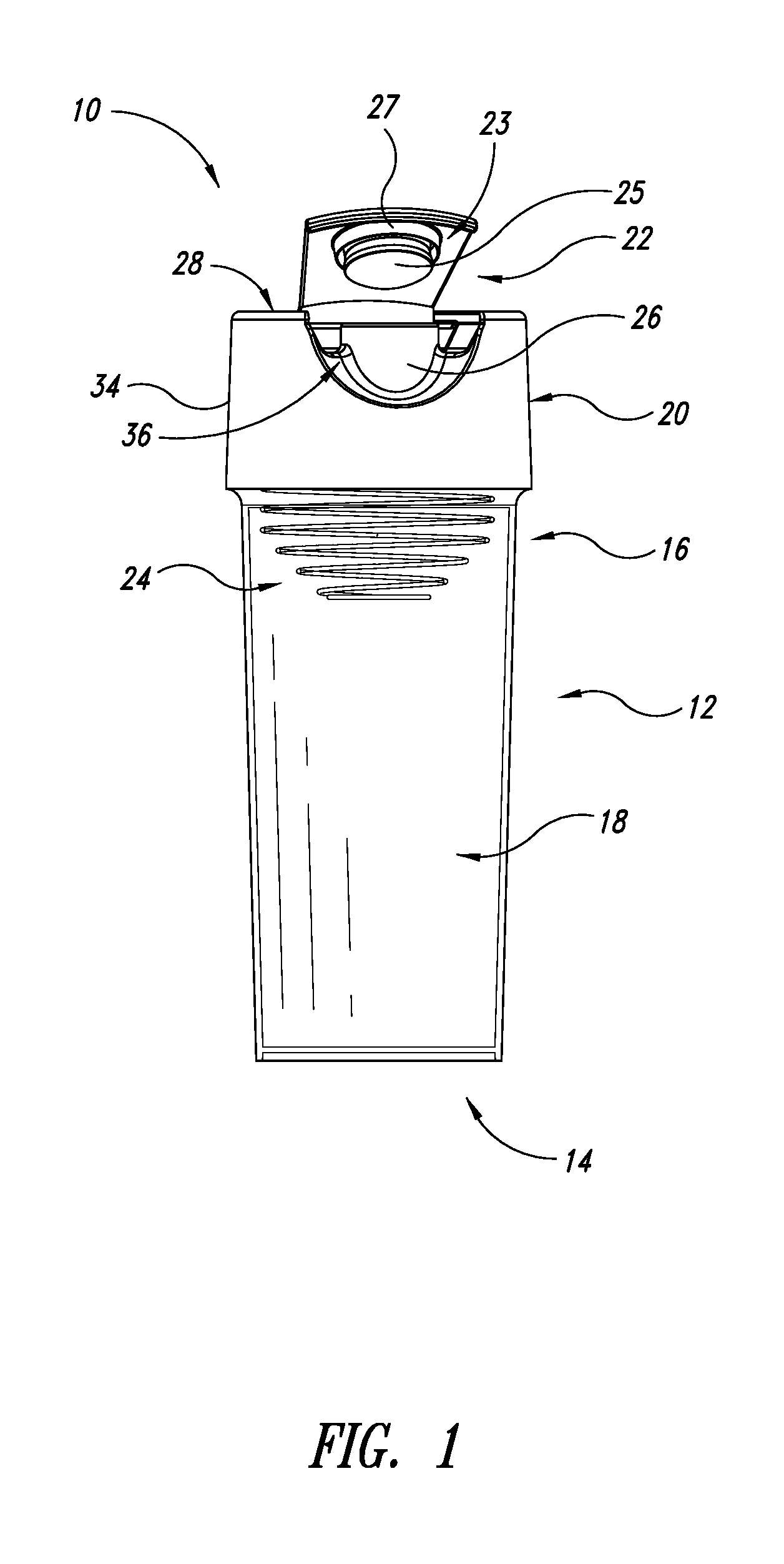 Hand-holdable mixing container