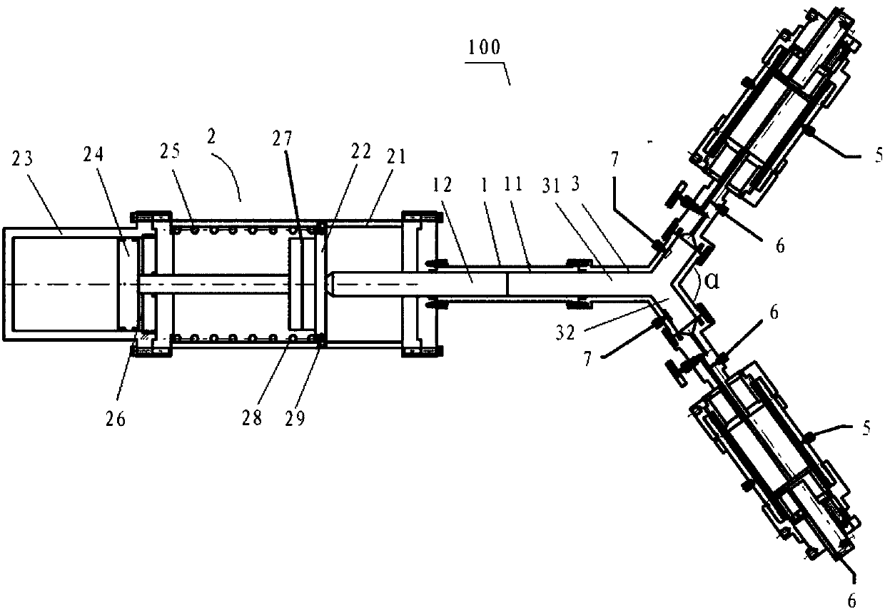 Simulating device for dynamic impact fracture of horizontal well