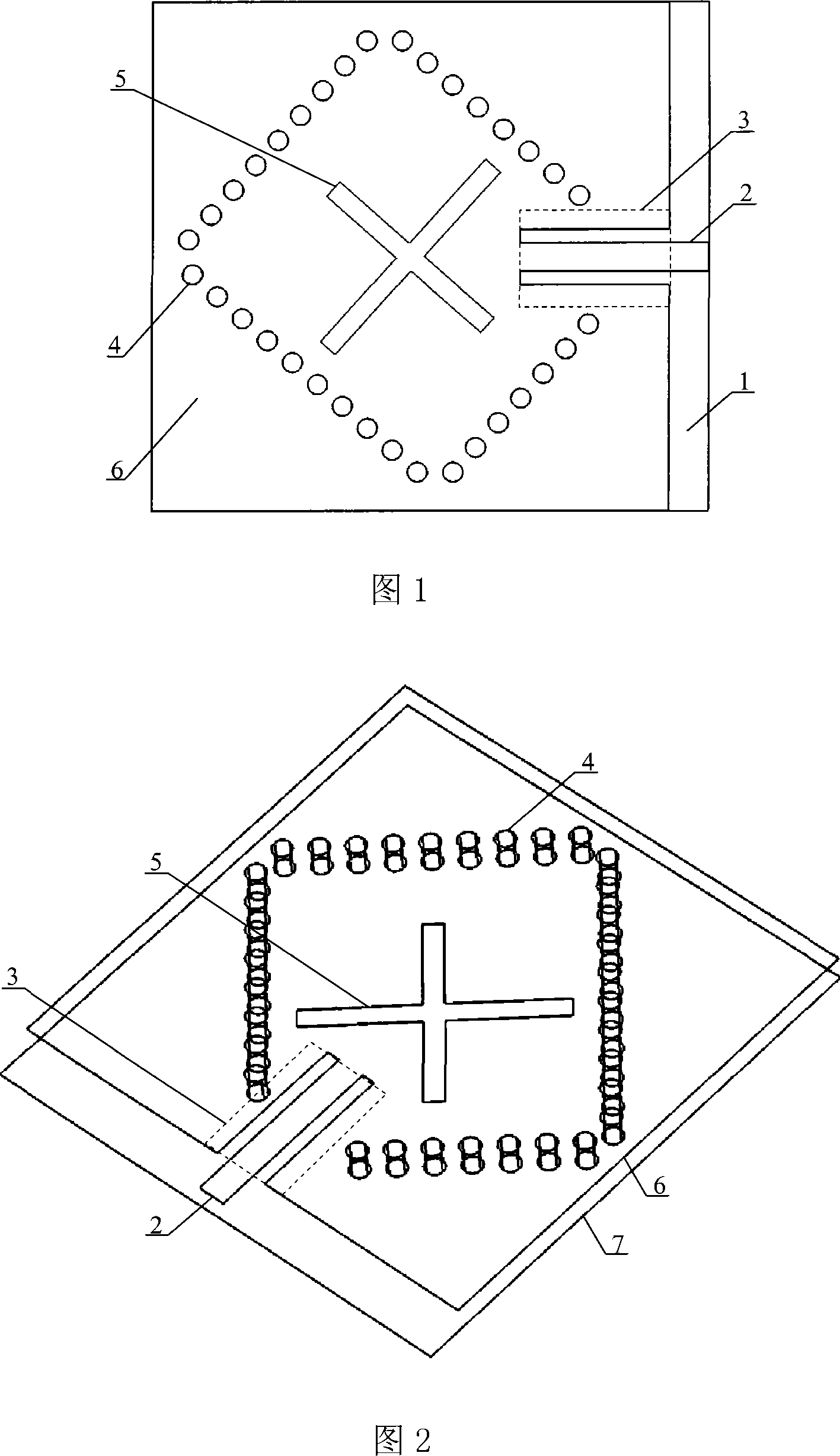 Single feedback low profile back cavity dual-frequency bilinear polarization antenna