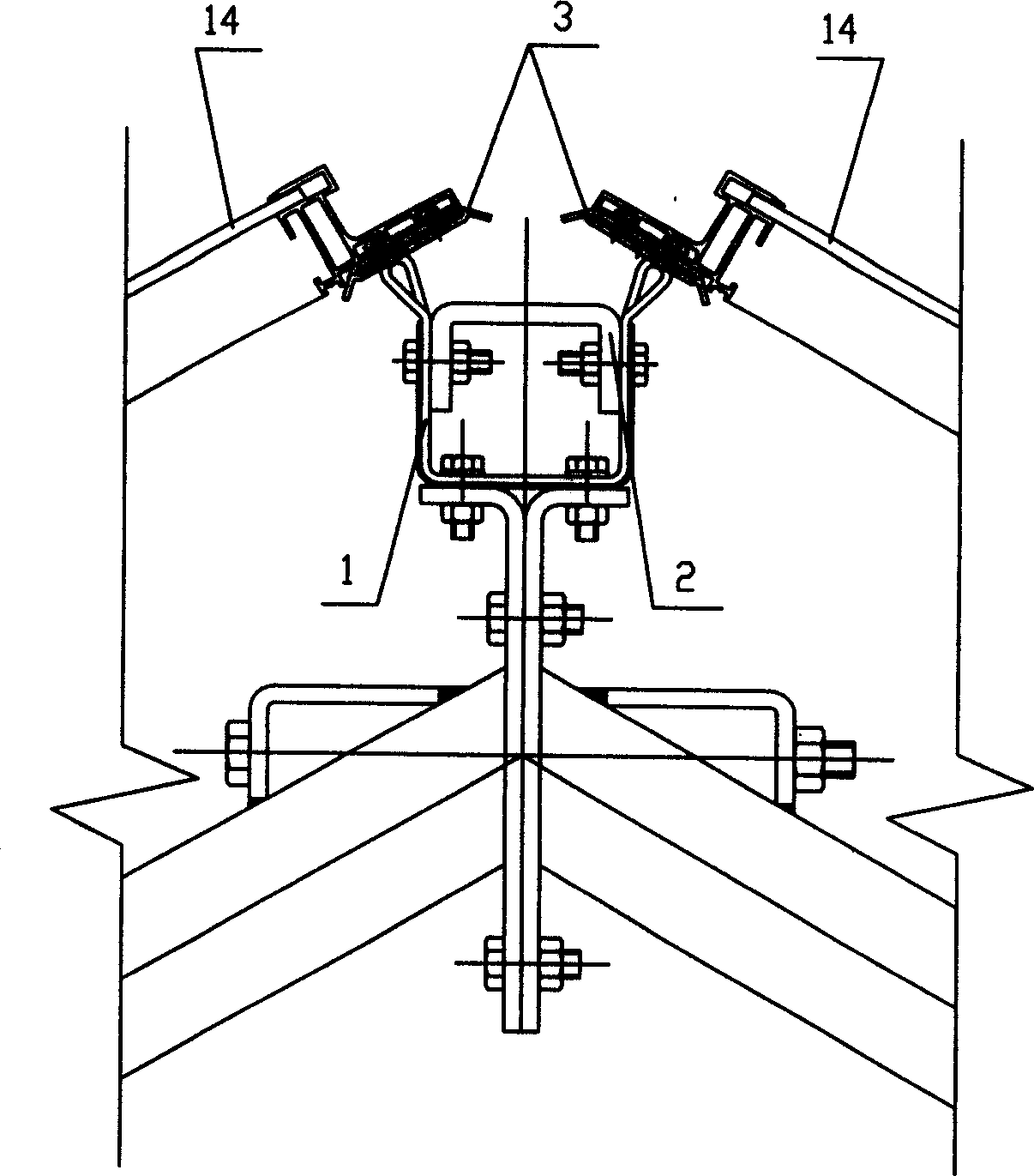 Open top structure of greenhouse with gutter ridge