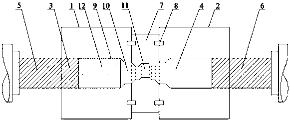 Rotary reciprocating extrusion device for superfine crystal magnesium alloy and processing method