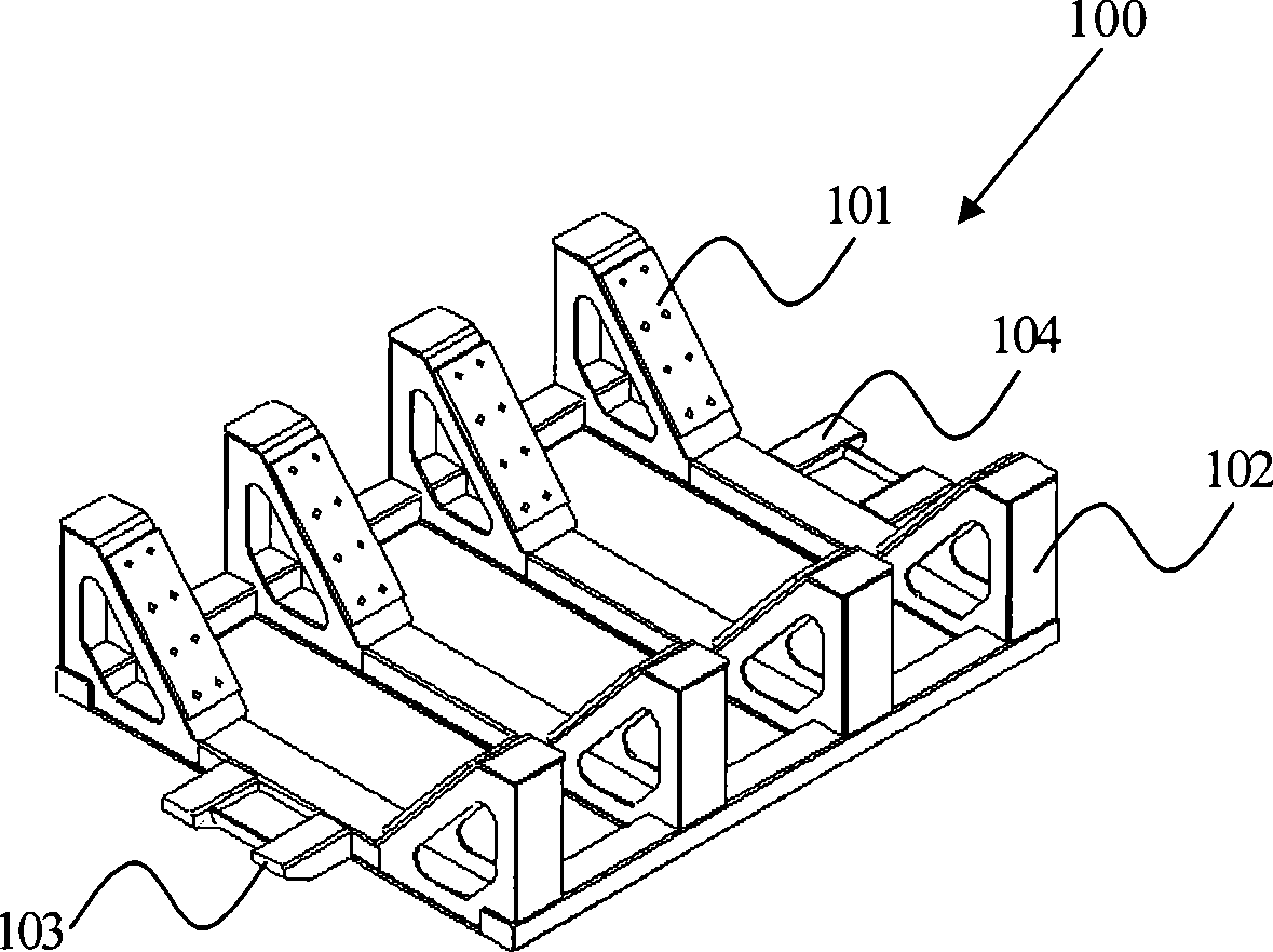 Plate-frame type containers, and open top wagon carriage and flat car equipped therewith