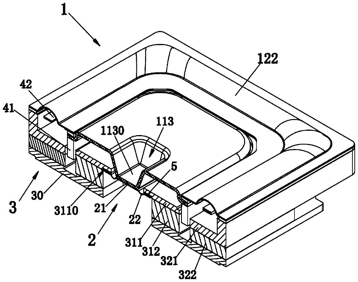 Sound production device, acoustic module provided with sound production device and electronic equipment